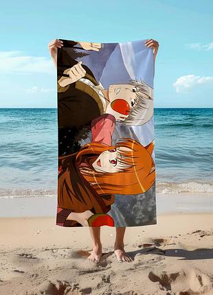 Аниме полотенце волчица и пряности лоуренс 78 на 140 см, код 902