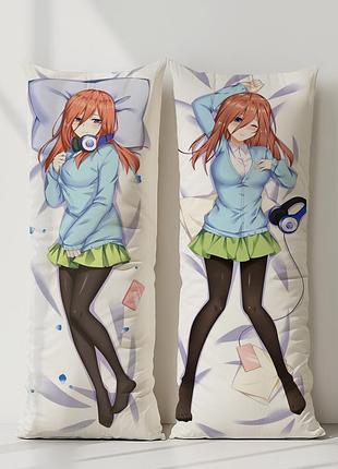 Мику накано пять невест дакимакура, подушка обнимашка ростовая 120*40 см