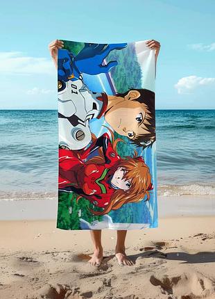 Аниме полотенце евангелион нового поколения 78 на 140 см, код 130
