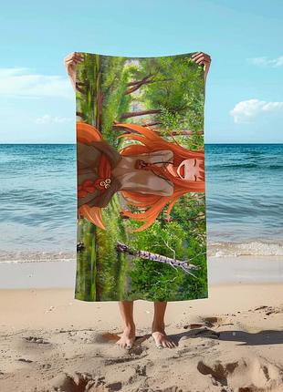 Аниме полотенце волчица и пряности холо 78 на 140 см, код 901