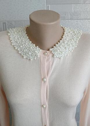 Кардиган с воротничком из жемчужин