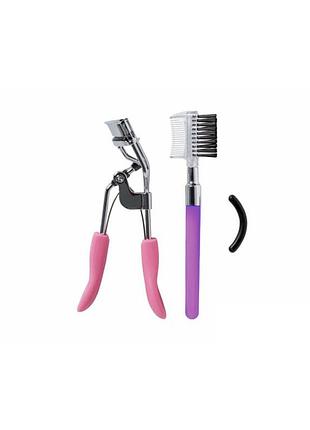 Набор для макияжа глаз: щипцы для завивки ресниц и щеточка для ресниц комбинированный cien