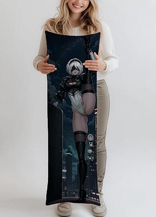 Дакимакура nier automata 2b, (подушка обнимашка) 120*40 см