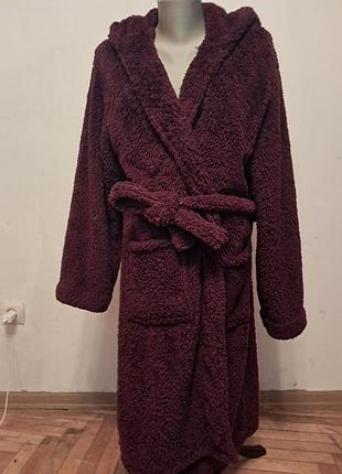 Уютный бордовый халат primark, размер s-m