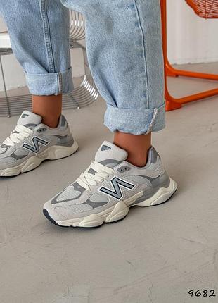 Кроссовки женские n светло-серые, экозамша 9682