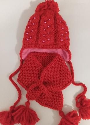 Зимова шапка і шарф для дівчинки , розмір 46-48см.