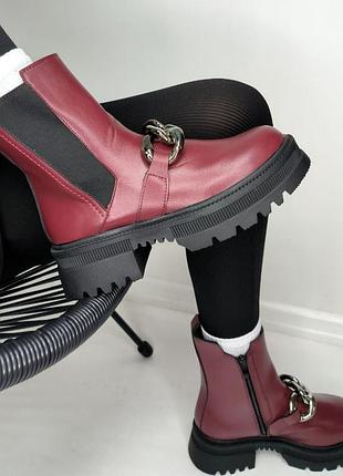 Накладной платеж ❤ демисезонные утепленные флисом ботинки челси на тракторной подошве с цепочкой