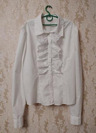 Белая школьная блузка на девочку 8-10 лет