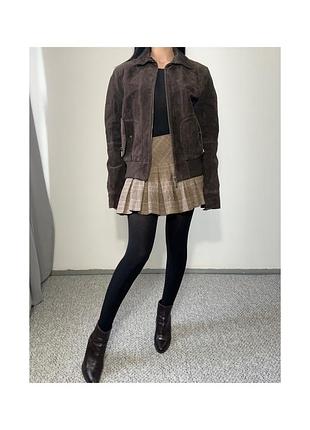 Трендова куртка, бомбер з натуральної замші шоколадного кольору