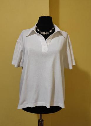 Футболка поло жіноча стильна тренд з прошвою на комірці
