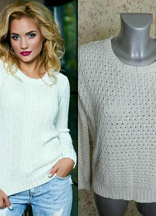 Светр лонгслів білий світшот, грубе в'язання s-l