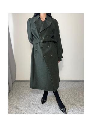 Вінтажне вовняне пальто зеленого кольору charles vögele