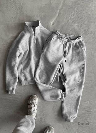 Мужской спортивный костюм на зиму в свечло-сером цвете premium качества на каждый день