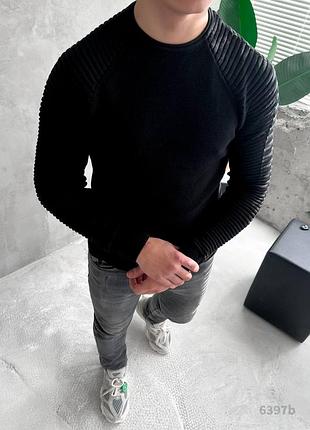 Мужской свитер на зиму в черном цвете premium качества на каждый день