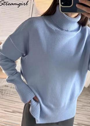 Продам стильний небесно_голубий теплий светр