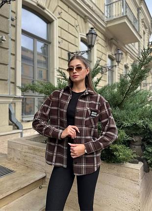 Рубашка женская флисовая в клетку