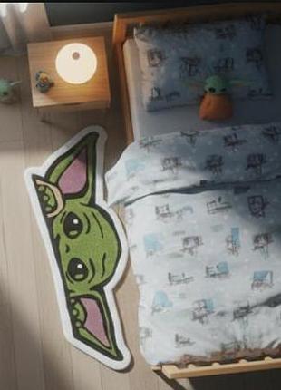 Ковер малыш йода пугови ручная работа гипоаллергенный 98х39 зеленый