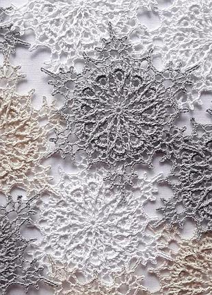 Объемные вязаные снежинки новогодний декор украшения на елку игрушки на елку