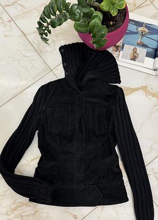 Стильна жіноча вельветова куртка dolce & gabbana з трендовим в’язаним коміром і рукавами