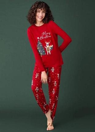 Красива новорічна бавовняна піжама esmara розмір m та l