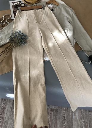 Стильні бежеві полотняні брюки беж