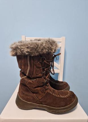 Сапоги зимние замшевые lackner шоколадного цвета на мембране l-tez подошва с ледоступами