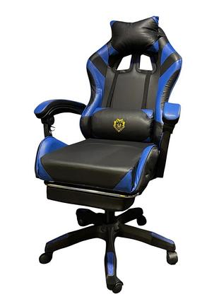 Геймерское кресло primaveo с эргономичными подушками и выдвижной подставкой для ног, черный/синий
