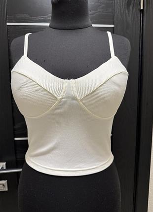 Майка на бретелях, топ балконет