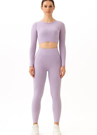 Новий ліловий комплект для тренувань спортивна форма у зал лосини та топ спортивний комплект для занять спортом фіолетовий костюм для тренування