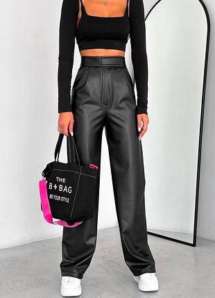 Брюки еко шкіра на флісі