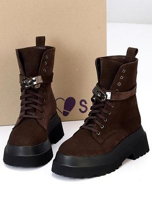 Ботинки "city", шоколад, натуральная замша, зима
