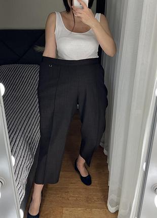 20 розмір шоколадні штани брюки батал ззаду на резинці висока посадка з кишенями карманами