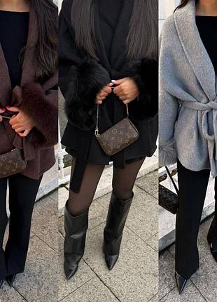 Жіночий тренч, пальто вкорочене, оверсайз пальто, пальто oversize, пальто з хутром, пальто чорне, пальто шоколадне, пальто сіре