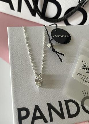 Оригинальное ожерелье колье сердце двойное с камнями подвеска оригинал пандора pandora