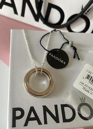 Оригинальное ожерелье колье круг двойной с камнями подвеска оригинал пандора pandora