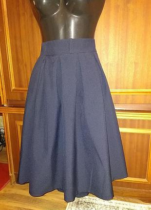 Юбка rebecca tatti в складку, xl темно- синяя, карманы