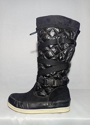 Сапоги дутики демисезонные черные искусственная замша полиуретан и стрьбанная ткань размер 40 недорого