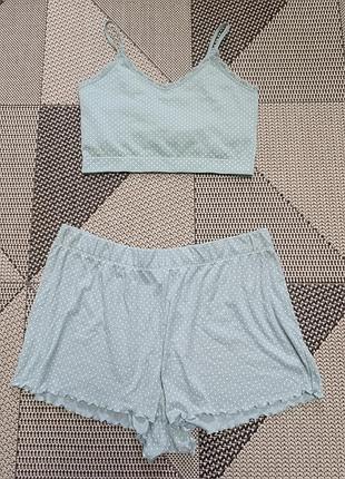 Пижама в горох шорты топ