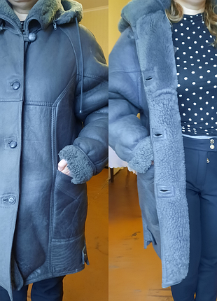 Дублянка тепла натуральна овчина верх шкіра непромокальна, не продувається на холод