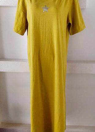 Итальянское платье с разрезами по бокам оливкового цвета