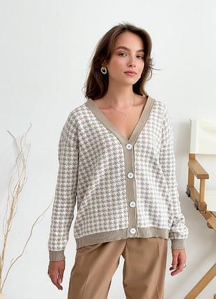 Вязаный теплый кардиган лапка хлопок