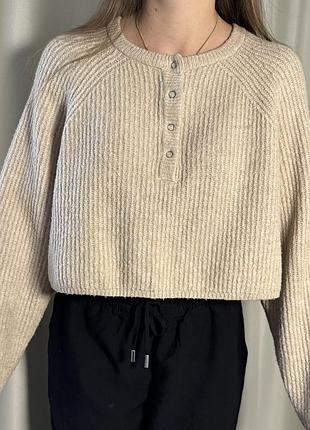 Вкорочений светр світшот бежевий молочний свитер