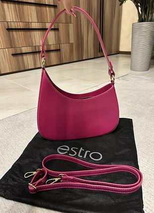 Сумка estro з натуральної шкіри яскраво рожевого кольору, стан ідеальний