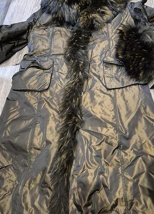 Пальто натуральний енот, елегантне, тепле