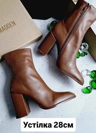 Steve madden оригінал коричневі шкіряні ботильони на підборах
