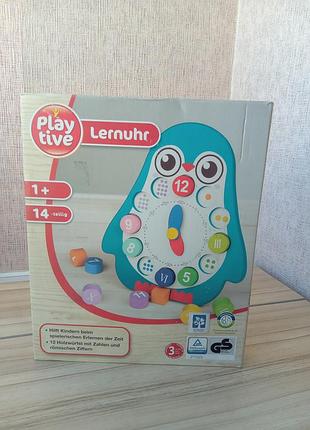 Красочный обучающий набор деревянных часов-сортер-пазлы пингвин playtive