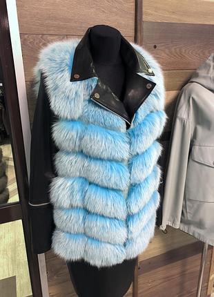 Безрукавка песець бірюза,блакитна