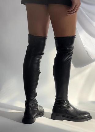 Ботфорти без каблуку натуральна шкіра