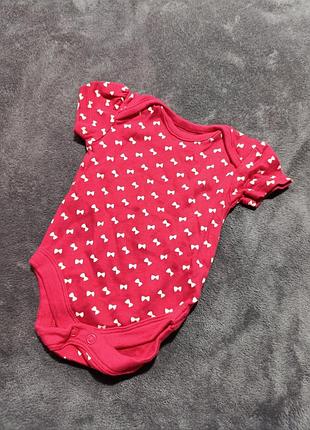 Красный боди в бантиках, 0-3 месяца