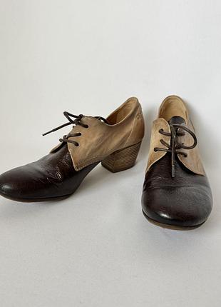 Airstep ботильоны на каблуке в винтажном стиле туфли на шнурках бежевые коричневые a.s.98